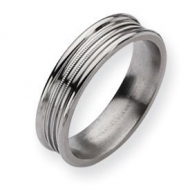 Titanium Grooved and Beaded 6mm Polished Wedding Band