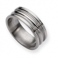 Titanium Grooved and Beaded 8mm Polished Wedding Band