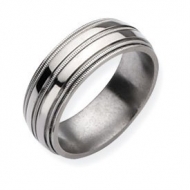 Titanium Grooved and Beaded 8mm Polished Wedding Band
