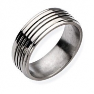 Titanium Grooved 8mm Polished Wedding Band
