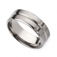 Titanium Grooved 8mm Polished Wedding Band