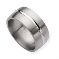 Titanium Grooved 10mm Satin and Polished Wedding Band