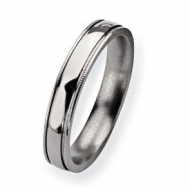 Titanium Grooved and Beaded 4mm Polished Wedding Band