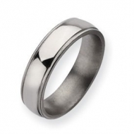 Titanium Grooved and Beaded 6mm Polished Wedding Band