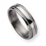 Titanium Grooved and Beaded 6mm Polished Wedding Band