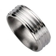 Titanium Grooved Beveled Edge 8mm Brushed and Polished Wedding Band