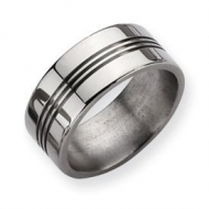 Titanium Grooved 9mm Polished Wedding Band