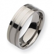 Titanium Grooved 8mm Brushed and Polished Wedding Band