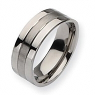 Titanium Grooved 8mm Brushed and Polished Wedding Band