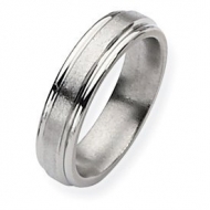Titanium Grooved Edge 6mm Satin and Polished Wedding Band