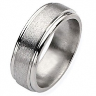 Titanium Grooved Edge 8mm Satin and Polished Wedding Band