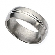 Titanium Grooved 8mm Brushed and Polished  Wedding Band
