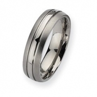 Titanium Grooved 6mm Brushed and Polished Wedding Band