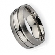 Titanium Grooved 8mm Brushed and Polished Wedding Band