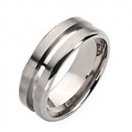 Titanium Grooved 8mm Polished Wedding Band