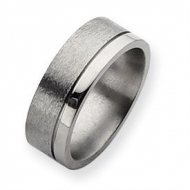 Titanium Grooved 8mm Satin and Polished Wedding Band