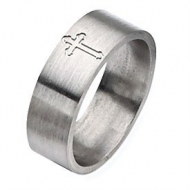 Titanium Flat Cross 8mm Satin Wedding Band
