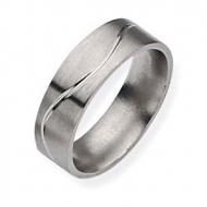 Titanium Grooved Flat 7mm Brushed and Polished Wedding Band
