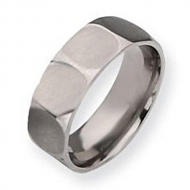 Titanium Faceted 8mm Satin Wedding Band