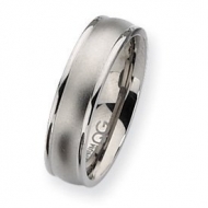 Titanium Ridged Edge 6mm Satin and Polished Wedding Band