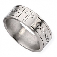 Titanium Cross Design Flat 8mm Satin Wedding Band
