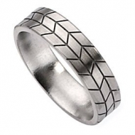 Titanium Tread Design 6mm Brushed Wedding Band