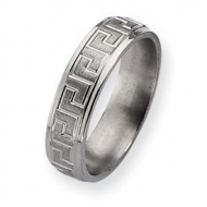 Titanium Greek Key Design 6mm Satin and Polished Wedding Band