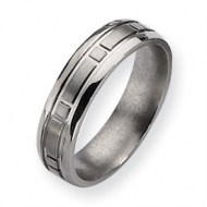 Titanium Square Design 6mm Satin and Polished Wedding Band