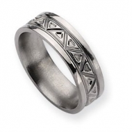 Titanium Tribal Design 7mm Polished Wedding Band