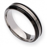 Titanium Two tone Grooved 6mm Brushed and Polished Wedding Band