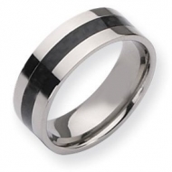 Titanium Carbon Fiber Flat 8mm Polished Wedding Band