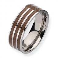 Titanium Brown Enamel Flat 8mm Polished Wedding Band