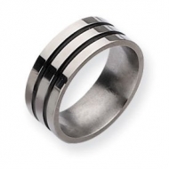 Titanium Enameled Grooved Flat 8mm Polished Wedding Band