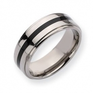 Titanium Enameled Ridged Edge 8mm Polished Wedding Band