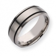 Titanium Black Accent 8mm Brushed Wedding Band