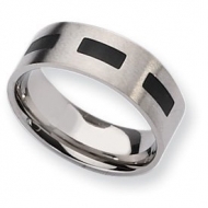 Titanium Black Accent Flat 8mm Brushed Wedding Band