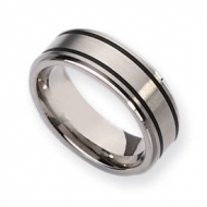 Titanium Black Accent 8mm Brushed and Polished Wedding Band