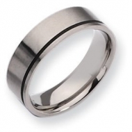 Titanium Black Accent Flat 7mm Brushed Wedding Band