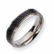 Titanium Black Enamel Braid Design 6mm Brushed Wedding Band