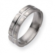 Titanium Sterling Silver Dots 6mm Satin and Polished Wedding Band