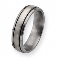 Titanium and Sterling Inlay Brushed with Antiquing 6mm Wedding Band