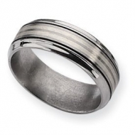 Titanium Sterling Silver Inlay 8mm Satin and Polished Wedding Band
