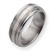 Titanium and Sterling Inlay Satin and Polished 8mm Wedding Band