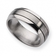 Titanium Grooved 8mm Brushed and Polished Wedding Band