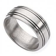 Titanium Grooved 8mm Satin Wedding Band