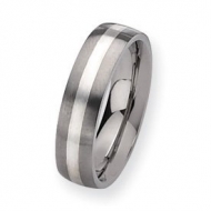Titanium Sterling Silver Inlay 6mm Satin Wedding Band