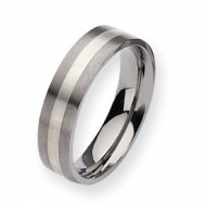 Titanium Sterling Silver Inlay 6mm Satin Wedding Band