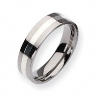 Titanium Sterling Silver Inlay 6mm Polished Wedding Band