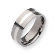 Titanium Sterling Silver Inlay 8mm Polished Wedding Band