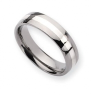 Titanium Sterling Silver Inlay 6mm Polished Round Wedding Band